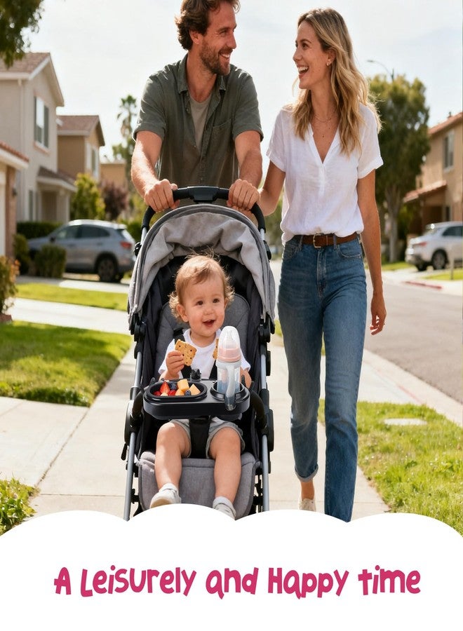 بوسوها صينية وجبات خفيفة عالمية لعربة الأطفال من بوسوها - 3 في 1: حاوية وجبات خفيفة، صينية حامل أكواب مع ذراع سيليكون مرن ومشبك، مع 3 أكواب سيليكون قابلة للإزالة، ملحقات سفر للأطفال الصغار. - Image 5